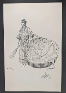 C.M. Russell "Young Sioux Squaw" 10.5x16 Vintage 1970 Western Art Unframed - Picture 1 of 11