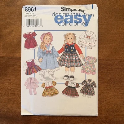 Simplicity Sewing Pattern # 8961 for 18" dolls - American Girl Doll Size - UNCUT - Image 1 of 3