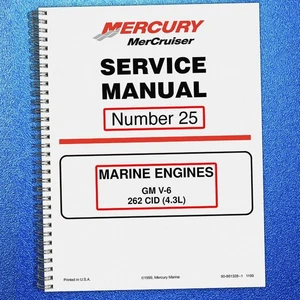 MERCURY No 25 Marine Engines GM V6 Service Manual - DOUBLE WIRE BINDER - COVERS - Imagen 1 de 14
