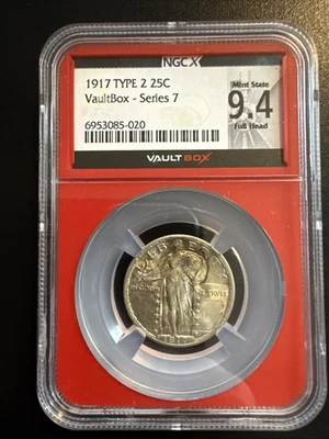 1917 Type 2 Standing Liberty Silver Quarter 25c NGC 9.4 / MS64 RARE *RED CORE* - Image 1 of 2