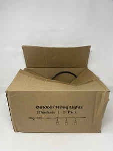 Paquete de 2 luces de cadena para exteriores de 15 enchufes cada juego de bombillas Edison para patio café - Imagen 1 de 5