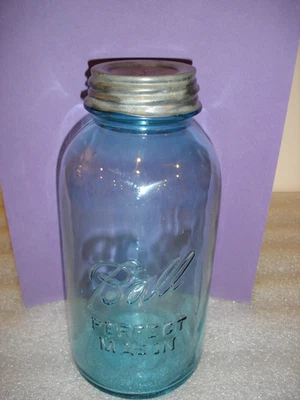 Blue Ball Perfect Mason Half Gallon Vintage Jar 14 W/Zinc Lid Insert/Single Jar - Image 1 of 4