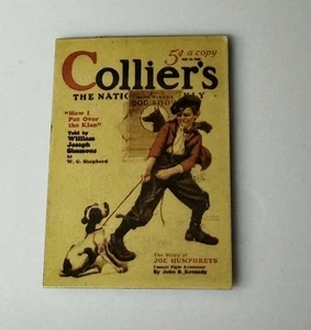 Vtg COLLIER'S THE NATIONAL WEEKLY Magazine Refrigerator Fridge Magnet Boy & Dog - Picture 1 of 6