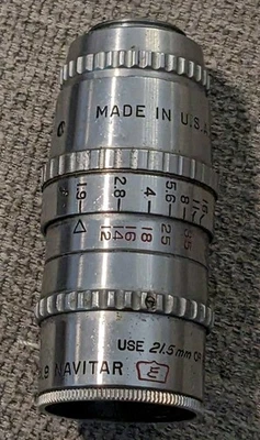 Elgeet 1 1/2" (38mm) f/1.9 Navitar D-Mount Cine Lens, Chrome, with Caps - Image 1 of 4