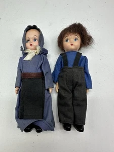 Lot Of 2 Vintage Boy And Girl 5” Plastic Dolls Modest Amish - Picture 1 of 10