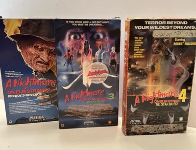 Nightmare on Elm Street 2 3 4 VHS Tapes Movies Horror Scary Set of 3 - Image 1 of 4