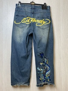 Pantalones de mezclilla japoneses Ed Hardy vintage Dragon para hombre talla 32 - Imagen 1 de 18
