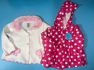 Baby Mädchen 3-6 Monate Kleidung Paket Mantel Jacke Paket 2 Teile gepunktet - Bild 1 von 8