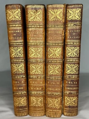 Antique 1818 Hume & Smollett History of England Leather Volumes Gilt Set - Image 1 of 4