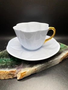 Plato de taza de té festoneado Shelley Regency England Bone China RARO AZUL de colección - Imagen 1 de 14