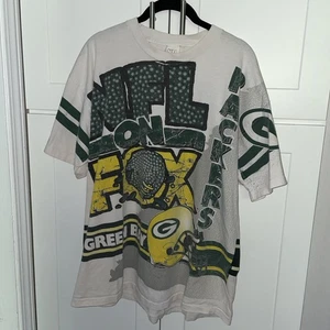 Vintage Green Bay Packers On Fox T-Shirt XL weiß 1996 Nfl Single Stitch Aop - Bild 1 von 6