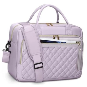 Laptop Bag 17.3 Inch Briefcase for Women Waterproof Computer Grey Purple - Picture 1 of 7