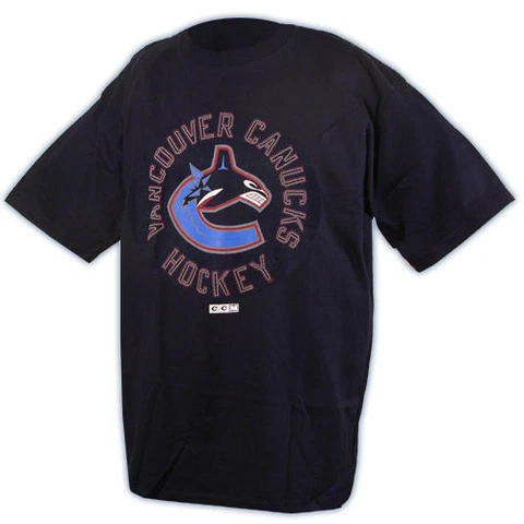 Vancouver Canucks CCM NHL 4997 Digital Team Logo Navy Blue Hockey T-Shirt Cover