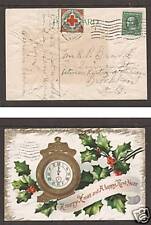 US Sc WX6, 331 on 1910 embossed Christmas PPC, depicts Clock and Ivy