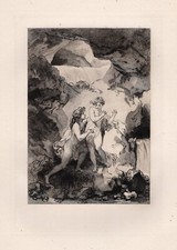 WOW 1800s Limited JEAN-HONORE FRAGONARD Etching "Le Fleuve Scamandre" Framed COA