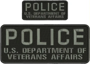 POLICE U S D O F V A emb patch10X4 AND 5X2 Velcr@ on back BLACK/GRAY - Picture 1 of 2