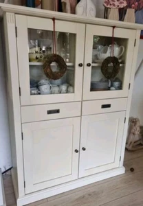 Vitrinenschrank weiß Landhaus Vitrine Küche Wohnzimmer Esszimmer Schrank 128x100 - Bild 1 von 4