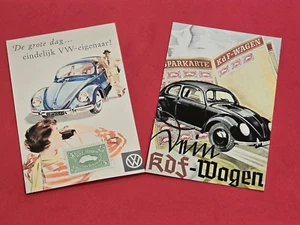 THIRD REICH VW VOLKSWAGEN AUTO CAR AD NAZI German postcard lot x 2 w Stamp - Picture 1 of 3