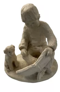 Austin Sculpture Bright Eyes Collection Boy Reading Puppy Dee Crowley Vintage - Picture 1 of 12