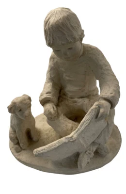 Escultura Austin Colección Ojos Brillantes Niño Leyendo Cachorro Dee Crowley De Colección  Foto 1 de 4