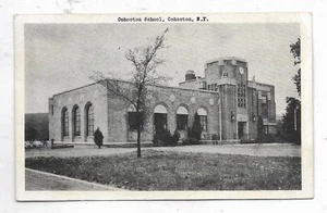 Postal Cohocton Nueva York Escuela Cohocton Borde Blanco Vista a la calle Circa 1953 - Imagen 1 de 2