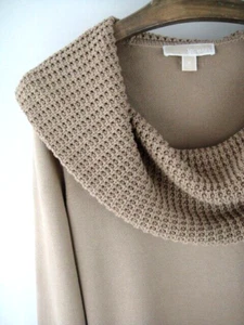 Michael Kors Sz M 100% Cotton Butterscotch Cowl Neck Long Sleeve Sweater - Picture 1 of 12