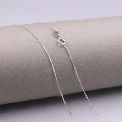 Real Au750 Pure 18K White Gold Chain 0.8mm Wheat Link Necklace 1.4-1.6g 15.7inch - Image 1 of 4