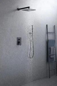 Monaco matte black complete shower set .Shower System 10 Inches showerhead - Picture 1 of 5