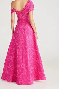 Theia Marlene Cloud Jacquard Gown Off the Shoulder Sz 0 Brand New with Tags Pink - Picture 1 of 7