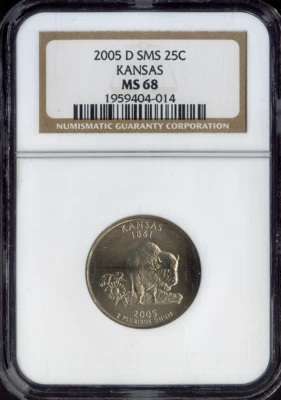 2005-D Kansas Quarter NGC MS68 SMS Quality - Image 1 of 2