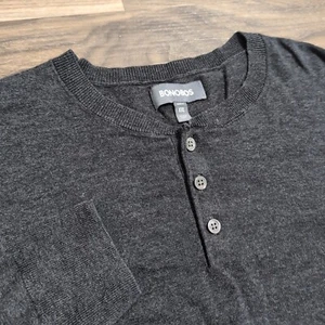 Bonobos Henley  Sweater Linen Blend Slim Fit Dark Gray Long Sleeve Mens 2XL - Picture 1 of 8