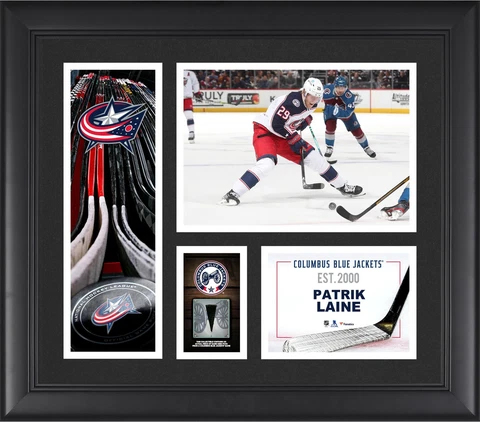 Patrik Laine Columbus Blue Jackets FRMD 15x17 Collage with a Piece of GU Puck Cover