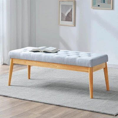 Cassapanca Pouf Ottomana Grigio Ingresso Panca Imbottitura Alta Densità 108x41cm - Immagine 1 di 4