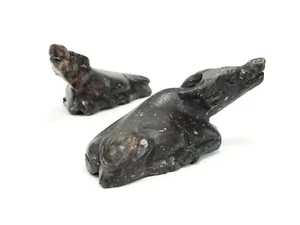 Vintage Stone Oxen Figurines, Set of 2 Chinese Hand Carved Ox - Picture 1 of 10