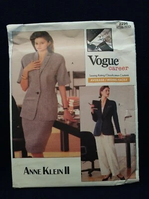 Vogue 2296 Anne Klein II Suit Pattern Blazer Skirt Pants Size 10 12 Uncut - Image 1 of 4