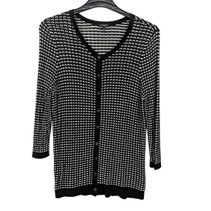 Talbots Open Knit Cardigan Women Size X Button Down Geometric Academia Capsule - Picture 1 of 7