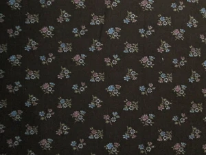 Small Calico Floral Print Fabric on Brown 45" Wide Sold By The Yard, New - Picture 1 of 3