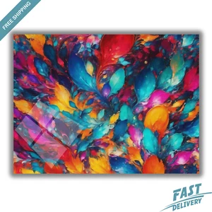 Abstract Tempered Glass Wall Art – Modern Vibrant Colorful Design for Home Decor - Picture 1 of 21