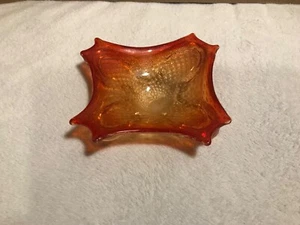 c1950 Vintage Murano Bullicante Orange Controlled Bubble Art Glass Ashtray Bowl - Picture 1 of 4