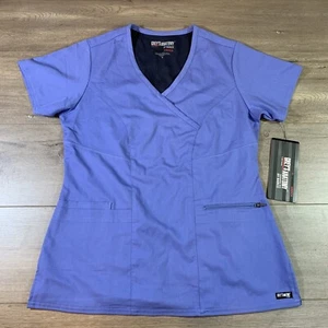 NWT Grey’s Anatomy by Barco SPANDEX Stretch V Neck Scrub Top Women’s Small Blue - Picture 1 of 10