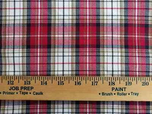 6 Yards Red Plaid Suiting Fabic,Yarn Dyed Polyester Suiting, 57 inches Wide - Picture 1 of 8