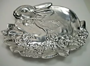 PIATTO A FORMA DI CONIGLIETTO Argento Peltro Metallo Sheridan Importazioni 9" x 7,5" - Foto 1 di 3