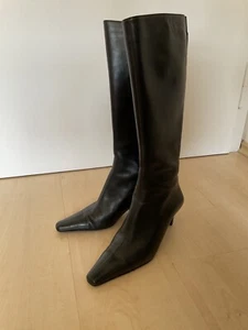 Stiefel Bruno Magli Gr. 37 schwarz Leder, Lammfell gefüttert - Bild 1 von 13