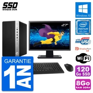 PC Tour HP ProDesk 600 G3 MT Ecran 27" G4400 RAM 8Go SSD 120Go Windows 10 Wifi - Photo 1/8