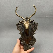 Old Chinese bronze copper handmade Deer head statue 6159
