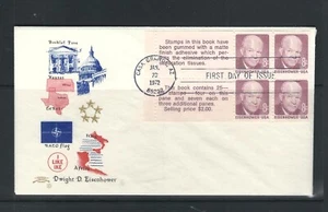 USA SC # 1395c Eisenhower Booklet pane of 4 plus 2 labels . Colonial cachet - Picture 1 of 1