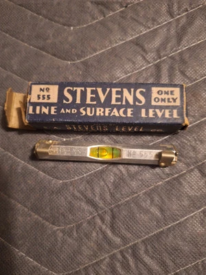 Antique Sands Stevens Pocket Level Line & Surface Tool 3" Working Bubble W Box - Image 1 of 4