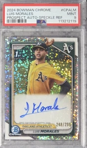 2024 BOWMAN CHROME PRSPCT AUTOS SPECKLE REFRACTOR LUIS MORALES 170/299 PSA 9 - Picture 1 of 2