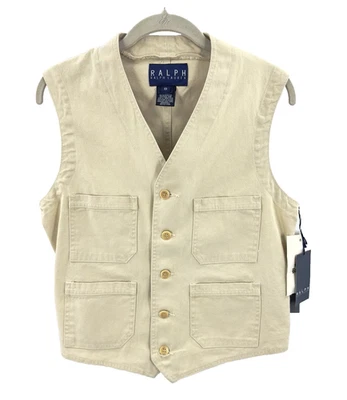 Vintage Ralph Lauren Utility Vest Size S Tan Safari Sleeveless Made In USA NWT - Image 1 of 4