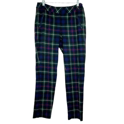 J. McLaughlin green plaid dressy ankle pants tapered preppy women's size 6 - Image 1 of 4